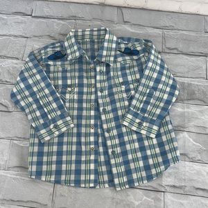 Wrangler western boys blue plaid shirt size 18 month